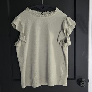 Elegant Green Ruffle Sleeve Top